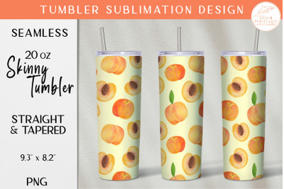 Peach Tumbler Sublimation Design. Fruit Tumbler Wrap PNG