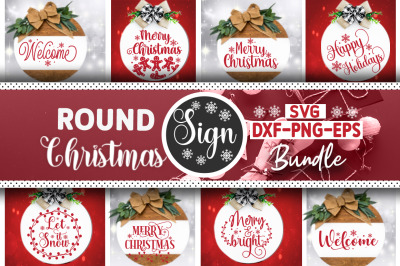 Round Christmas Sign SVG Bundle