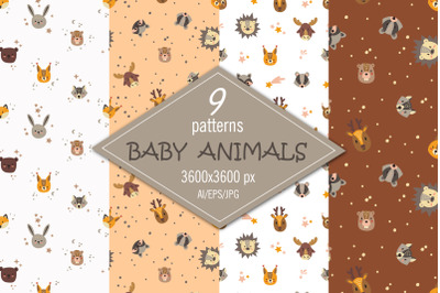 BABY ANIMALS - - digital paper/seamless patterns