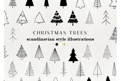 Christmas tree clip art - modern scandinavian christmas illustrations