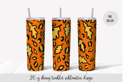 Fall leopard tumbler sublimation design. Autumn tumbler wrap