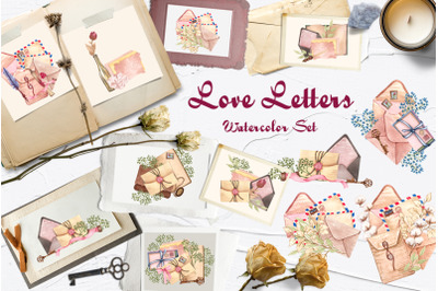 Love Letters Watercolor Clipart