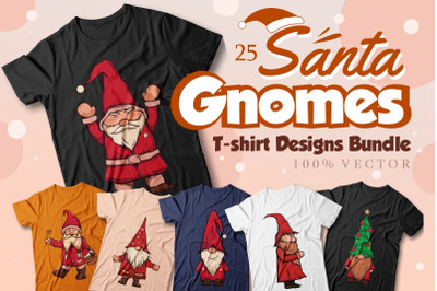 Santa gnomes t-shirt designs sublimation bundle
