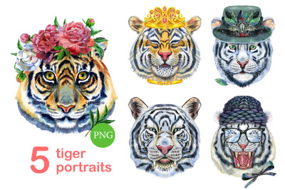 Cute watercolor tigers. Part 5