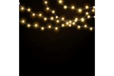 Light background garlands. Christmas lights realistic, glowing led neo