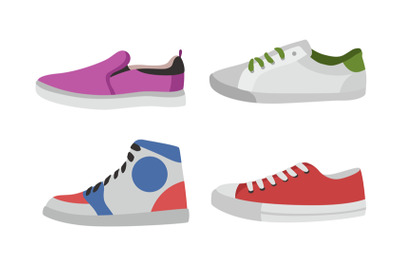 Shoes. Types of footwear. Mens or womens clothes for sport and casual