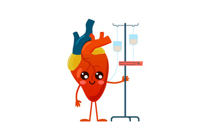 Prevention and treatment heart disease. Cartoon body organ mascot. Cut