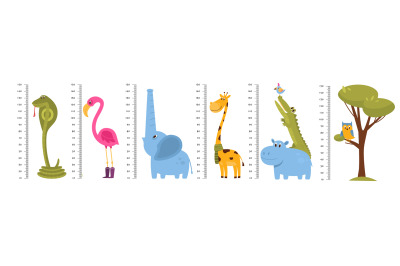 Kids growth rulers. Children room wall decors, funny height measured w