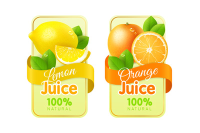 Labels fruit realistic. Packaging stickers with fresh realistic fruits