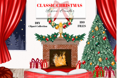 Christmas Scene Creator. Christmas Background Clipart