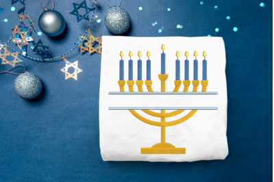 Hanukkah Menorah Split | Embroidery