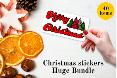 40 Christmas stickers Huge Bundle PNG