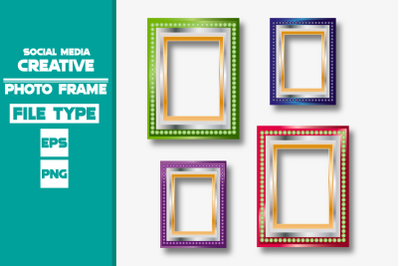 Modern silver style creative social media photo frame set