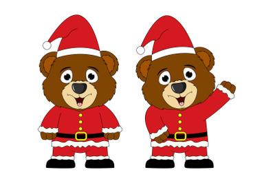 cute bear cartoon in christmas
