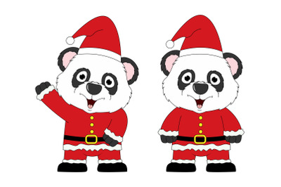 cute panda cartoon in christmas