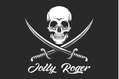 Pirate Skull Jolly Roger Emblem isolated on black