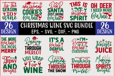 Christmas Wine SVG T shirt design Bundle