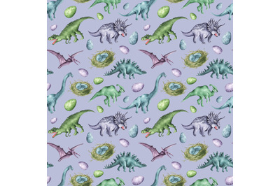 Dinosaur pattern. Funny dino. Nature. Nursery boy. Baby print, textile