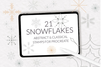 Snowflakes Procreate stamp brushes