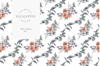 Floral eucalyptus seamless pattern / fabric digital pattern