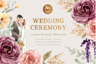 Wedding &amp; Flowers Ceremony Watercolor
