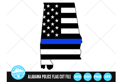 Alabama Police Blue Line US Flag | Alabama SVG Cut File