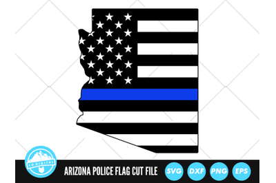 Arizona Police Blue Line US Flag | Arizona SVG Cut File