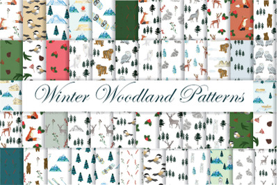 Winter Woodland Patterns. Christmas. Ornament. Animals.