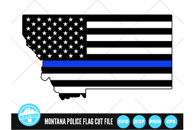 Montana Police Blue Line US Flag | Montana SVG Cut File