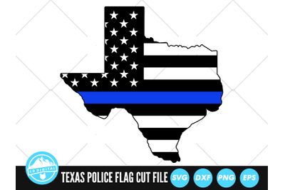 Texas Police Blue Line US Flag | Texas SVG Cut File