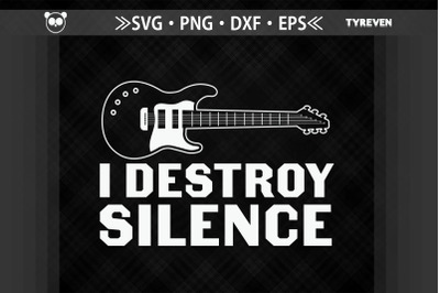 Retro Guitar Player I Destroy Silence