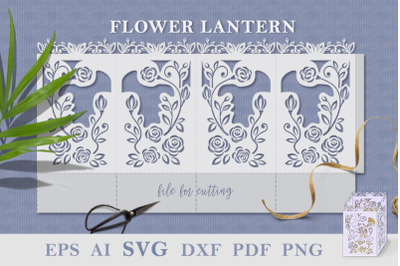 Stencil of a spring lantern with roses. SVG.