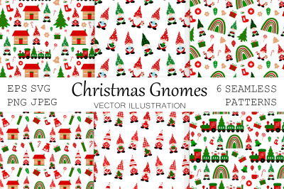 Christmas Gnomes pattern. Gnomes SVG. Gnomes rainbow pattern