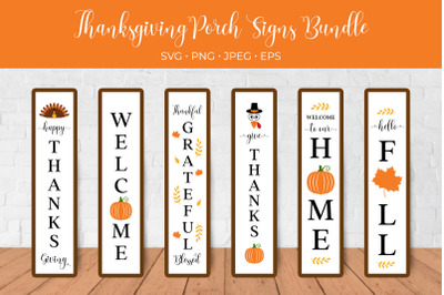 Thanksgiving Porch Sign SVG Bundle. Fall vertical signs.