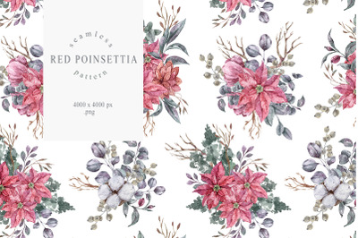 Floral poinsettia seamless pattern / fabric digital pattern