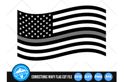 Wavy Corrections Flag SVG | Thin Grey Line Cut File | USA Flag SVG