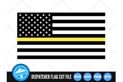 Dispatcher Flag SVG | Thin Yellow Line Cut File | USA Flag SVG