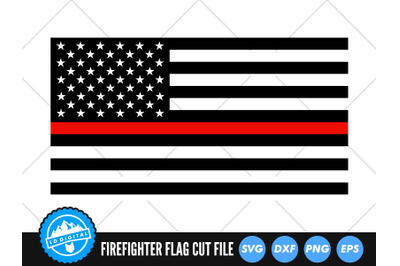 Firefighter Flag SVG | Thin Red Line Cut File | USA Flag SVG