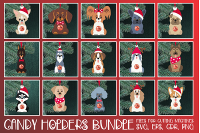 Dogs-Candy Holders-Christmas Ornaments Bundle SVG