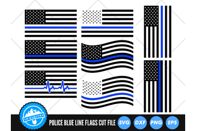 Police Support Flag SVG | Thin Blue Line Cut File | USA Flag SVG