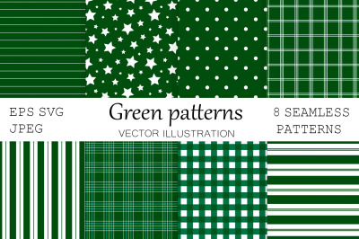 Christmas green pattern. Buffalo plaid. Strips pattern. Dots