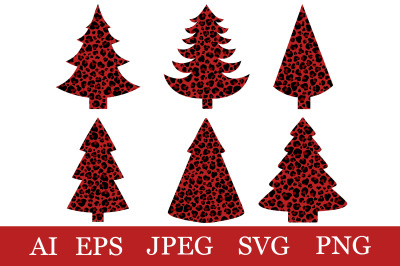 Leopard Christmas Tree SVG. Christmas tree sublimation PNG