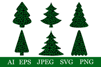 Leopard Christmas Tree SVG. Christmas tree sublimation PNG