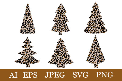 Leopard Christmas Tree SVG. Christmas tree sublimation PNG