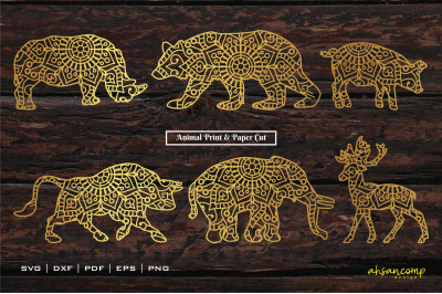 Animal #5 Paper Cut &amp; Print, Vector