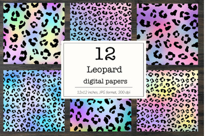 Rainbow Leopard Print Digital Paper