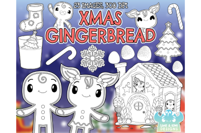 Christmas Gingerbread Digital Stamps - Lime and Kiwi Designs