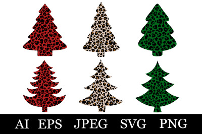 Leopard Christmas tree sublimation PNG. Christmas Tree SVG