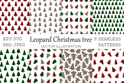 Leopard print Christmas tree pattern. Christmas Tree SVG