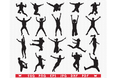 SVG Jumpers&2C; Isolated Black Silhouettes digital clipart